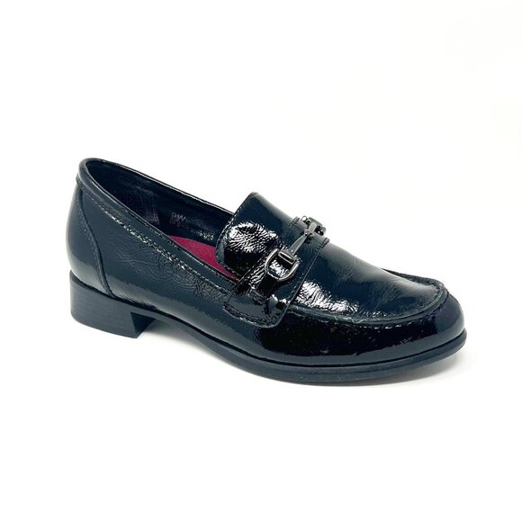 Munro Loafers Womens 9W Black Gryffin Bit Glazed Calf Leather Arch Support Shoes - Picture 1 of 15